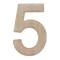 Unfinished Wooden Arial Font Number 5 (Five) 6.25 Inches